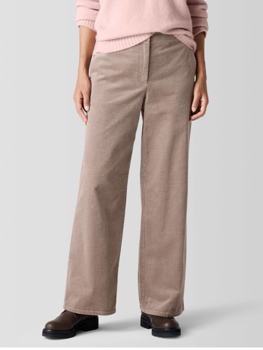 Eileen Fisher Corduroy Wide Leg Pant Petite Medium High Rise Organic Cotton